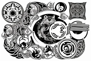 sketch a design of detailed tattoo with the yin yang symbol themed star wars tattoo idea