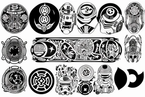 sketch a design of detailed tattoo with the yin yang symbol themed star wars tattoo idea