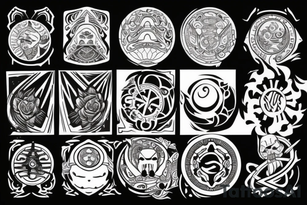 sketch a design of detailed tattoo with the yin yang symbol combine with star wars tattoo idea