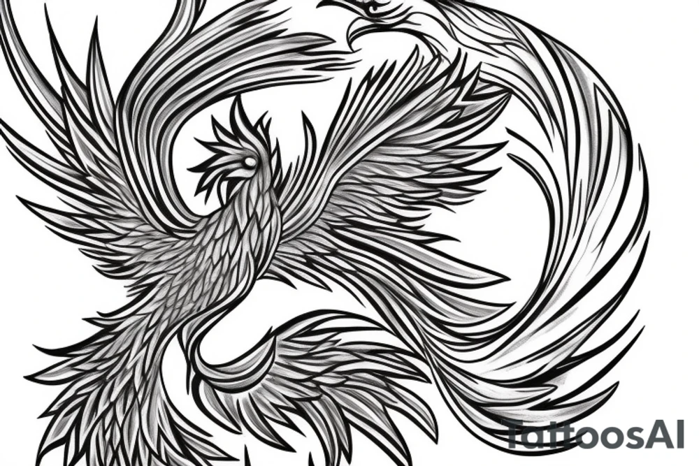 feminine phoenix tattoo for women, fineline, minimalist tattoo idea