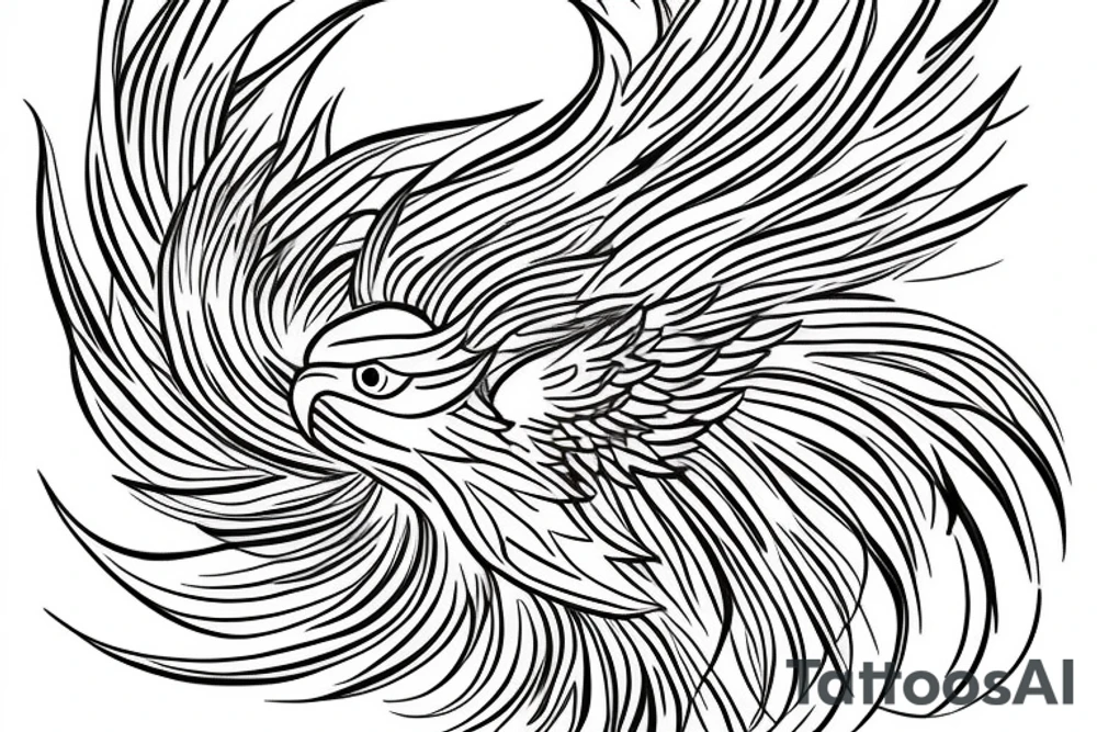 feminine phoenix tattoo for women, fineline, minimalist tattoo idea