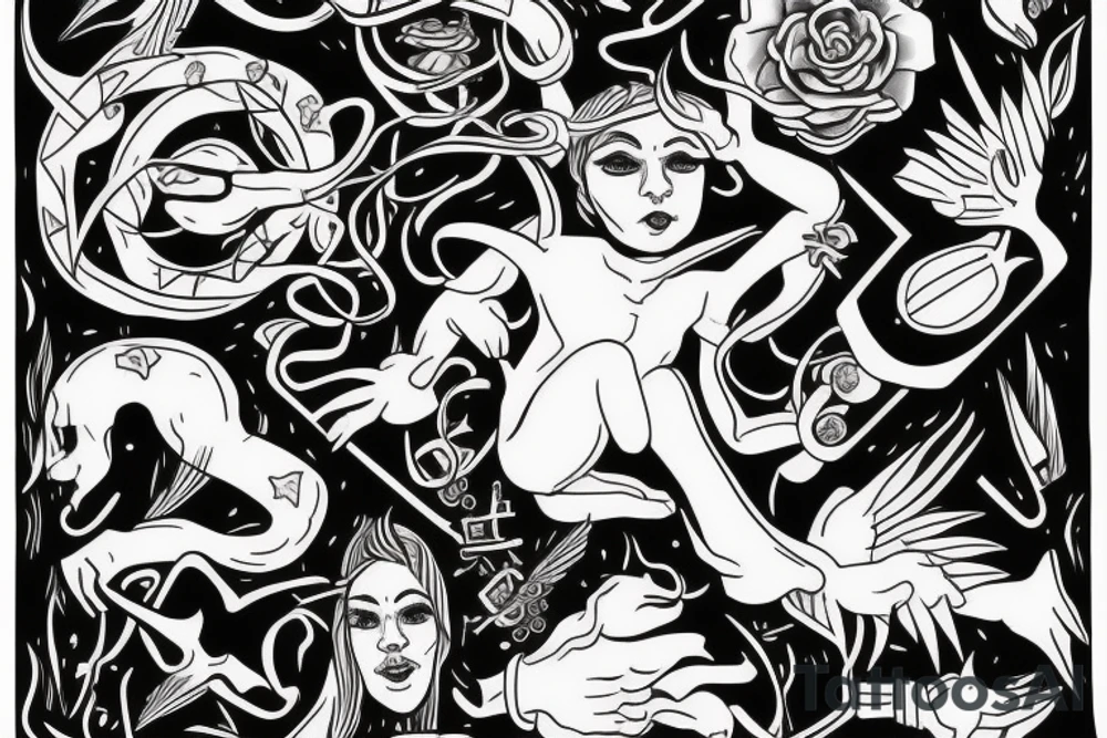 A person succeeding off the support and sacrifice from 3 other family members tattoo idea