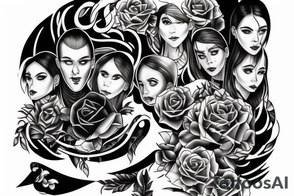 A person succeeding off the support and sacrifice from 3 other family members tattoo idea