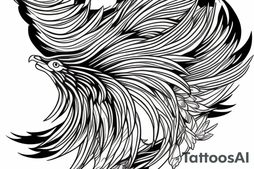 feminine phoenix tattoo for women, fineline, minimalist tattoo idea