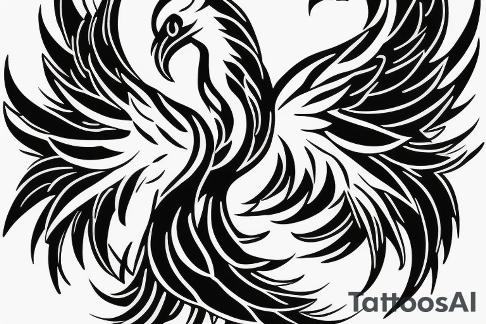feminine phoenix tattoo for women, fineline, minimalist, small tattoo idea