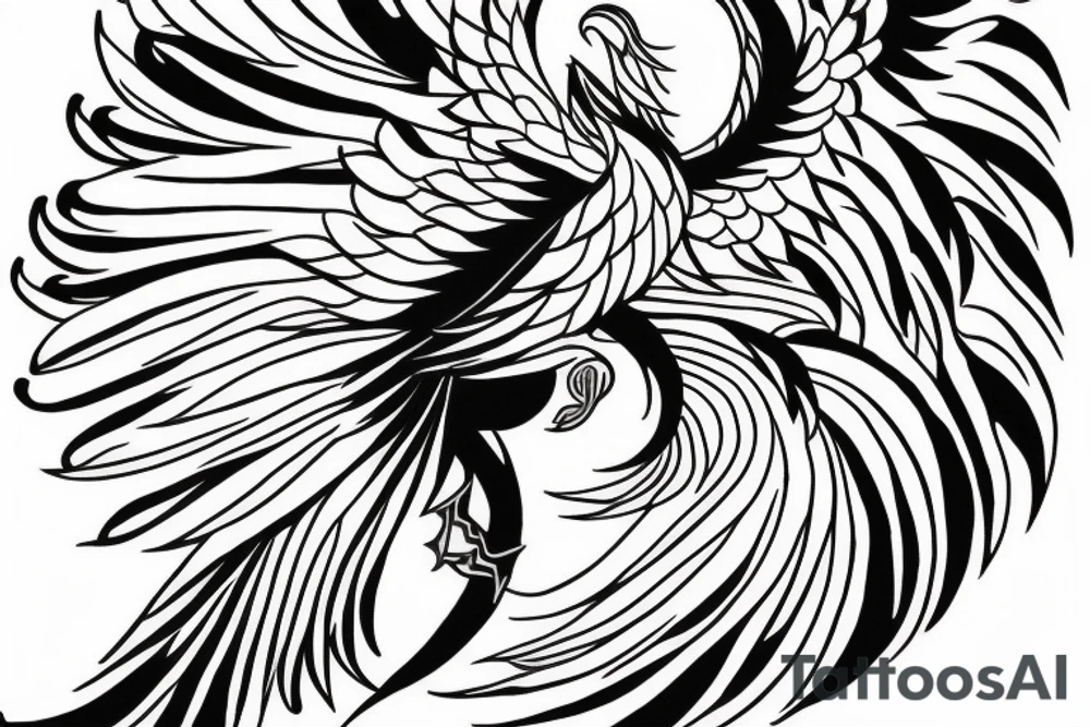 feminine phoenix tattoo for women, fineline, minimalist, small tattoo idea