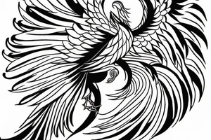 feminine phoenix tattoo for women, fineline, minimalist, small tattoo idea