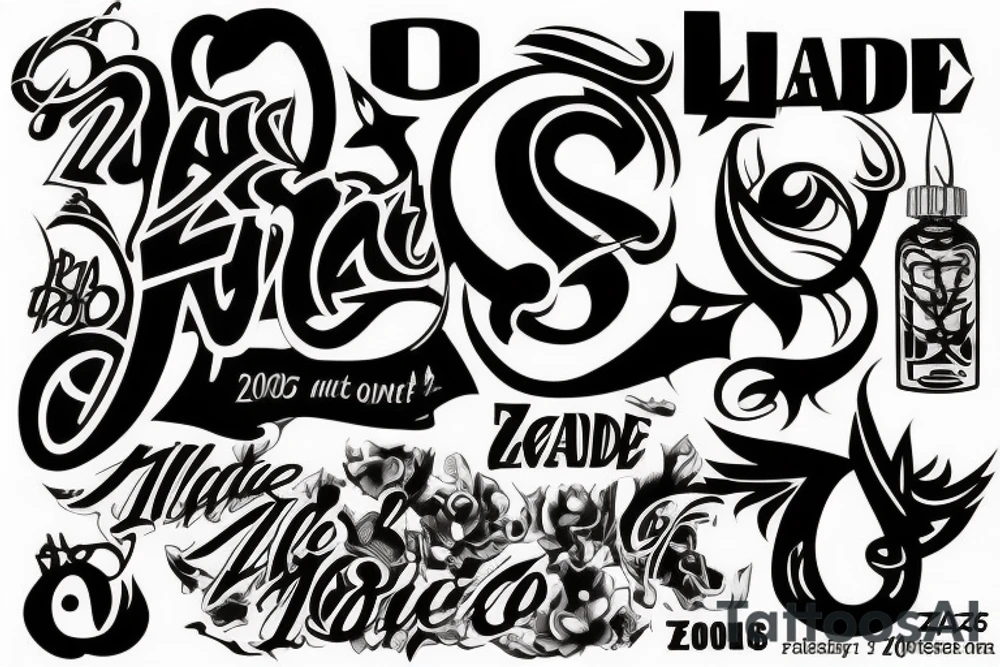 the date 27/07/2006 with the name Zade inside tattoo idea