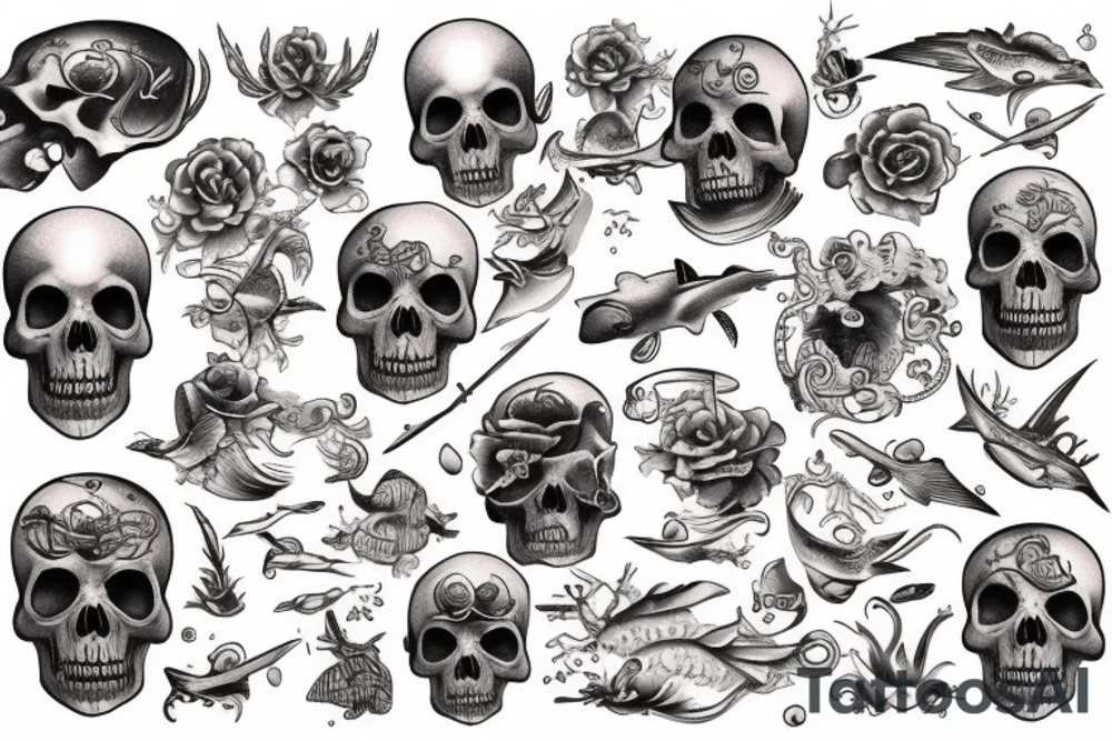 marine skull tattoo idea