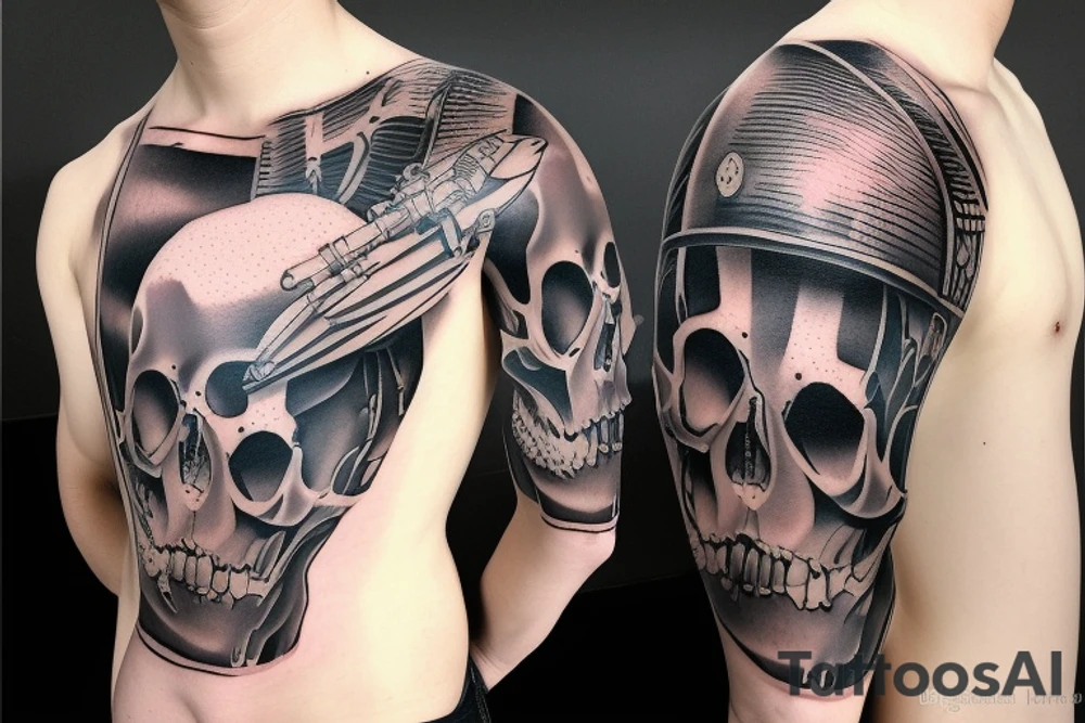 marine soldier skull helmet tattoo idea