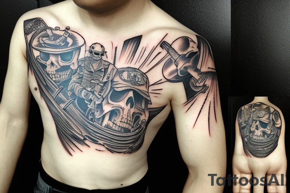 marine soldier skull helmet tattoo idea