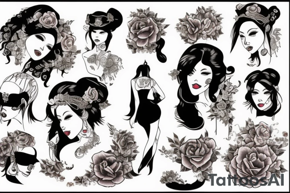 sleazy woman tattoo idea