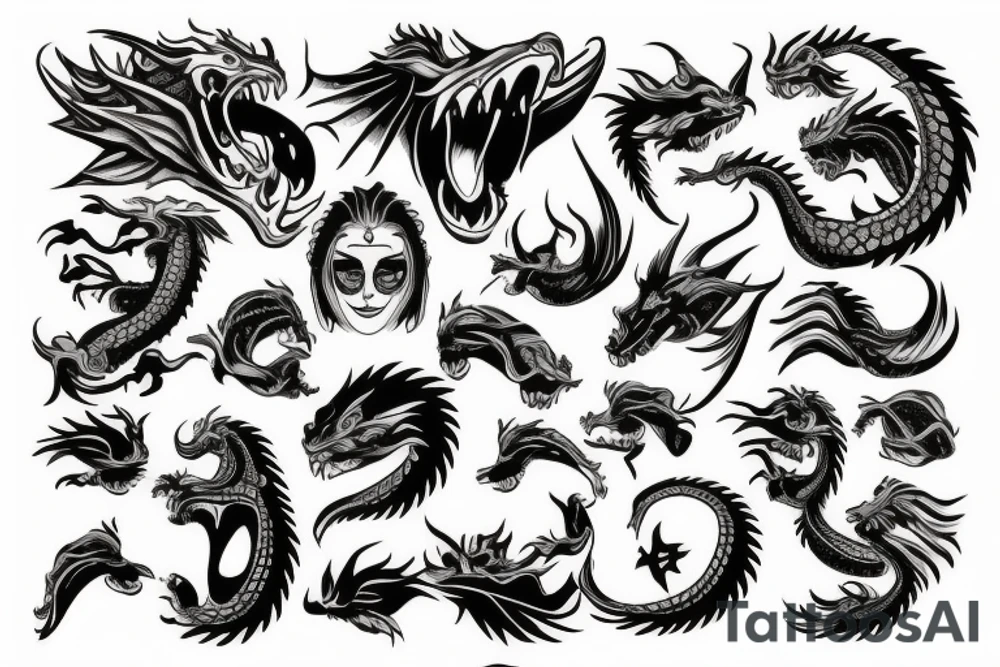 Male face with dragon tattoo idea