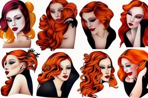 beautiful woman orange hair tattoo idea