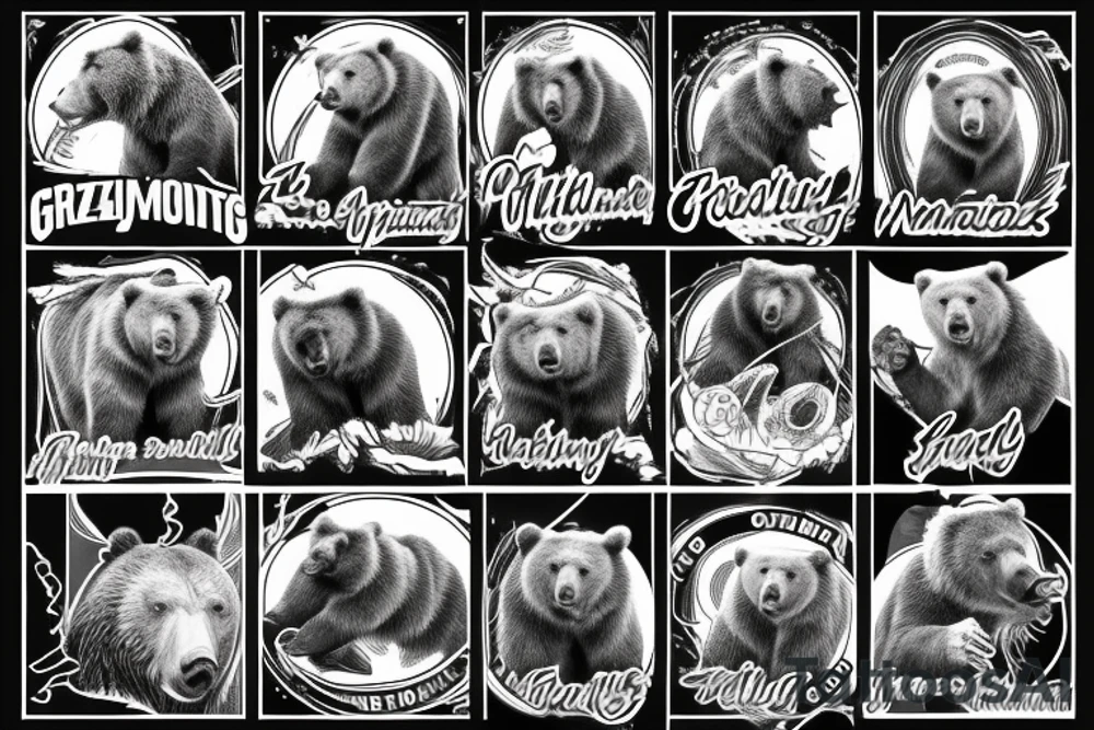 Grizzly Bear roaring in rocky mountains tattoo idea Grizzly Bear roaring in rocky mountains tattoo idea