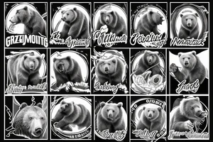 Grizzly Bear roaring in rocky mountains tattoo idea