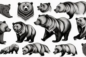 Grizzly Bear roaring in rocky mountains tattoo idea