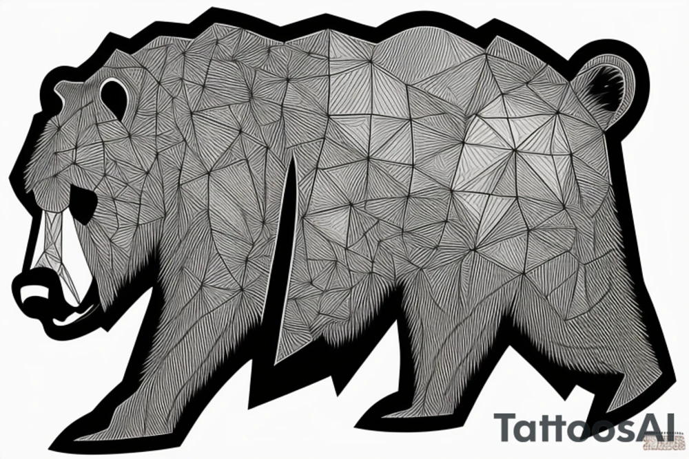 Grizzly Bear roaring in rocky mountains tattoo idea