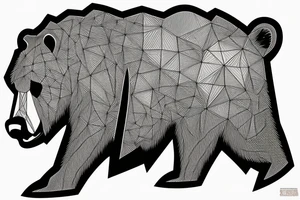 Grizzly Bear roaring in rocky mountains tattoo idea