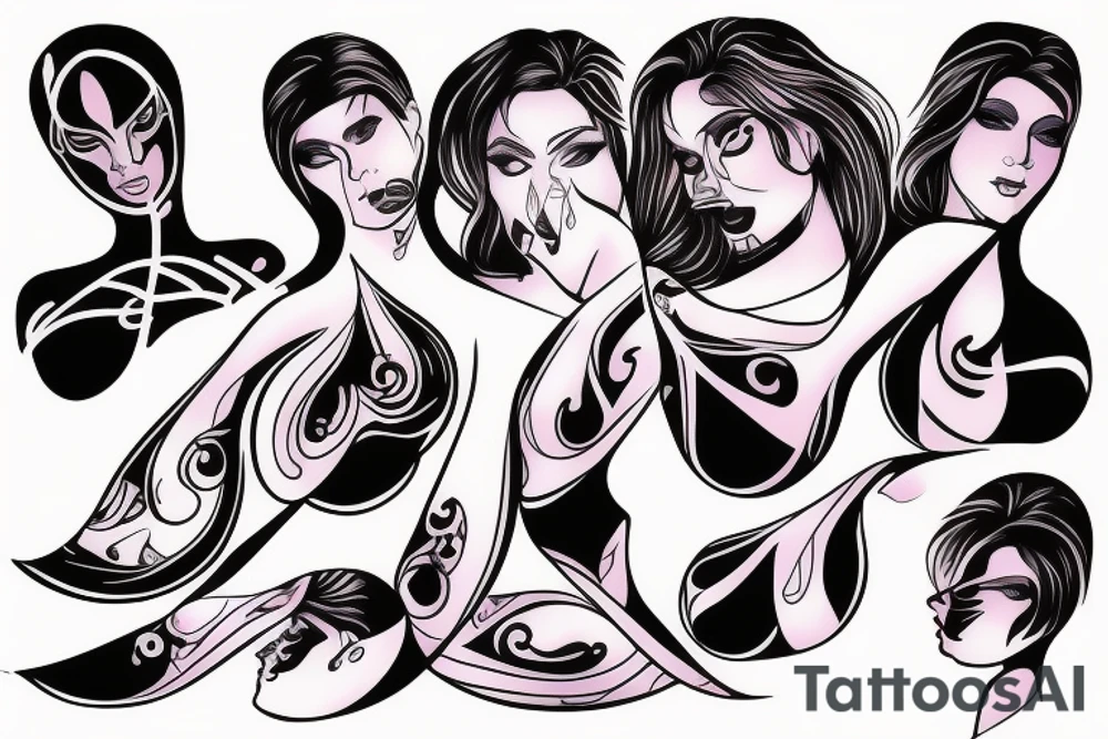 woman breasts tron tattoo idea