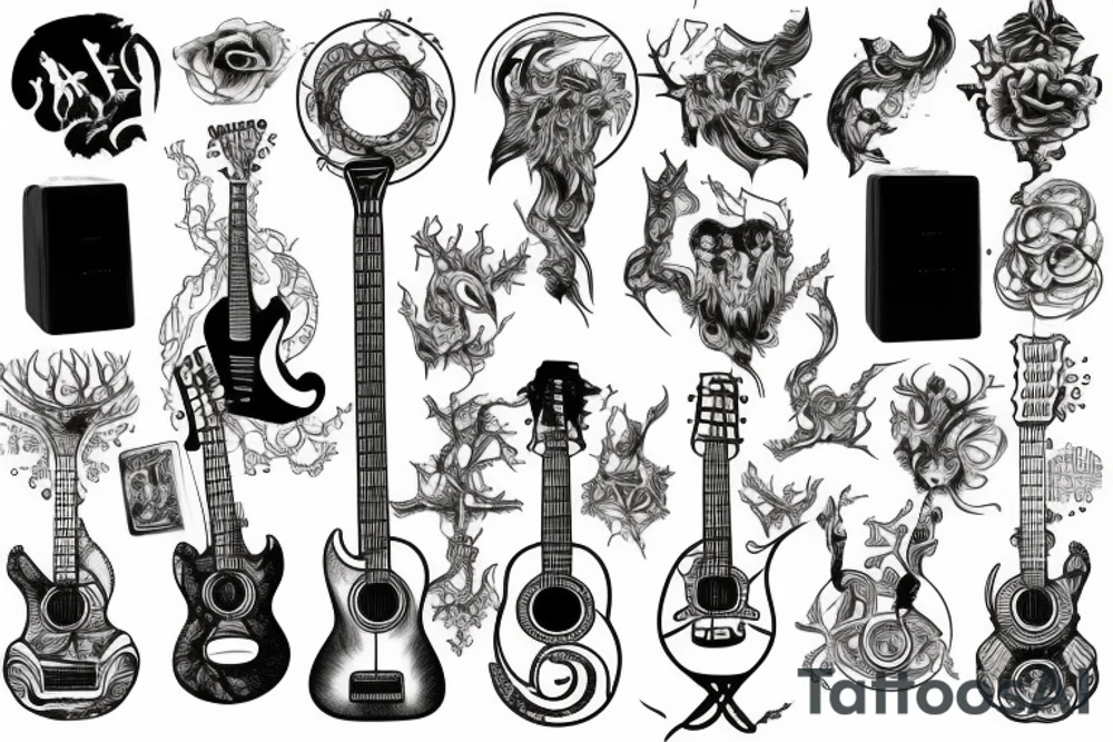 Yggdrasil, guitar, tattoo idea