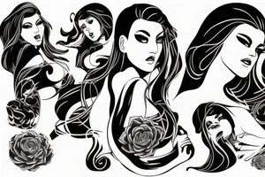 woman big breasts tron tattoo idea