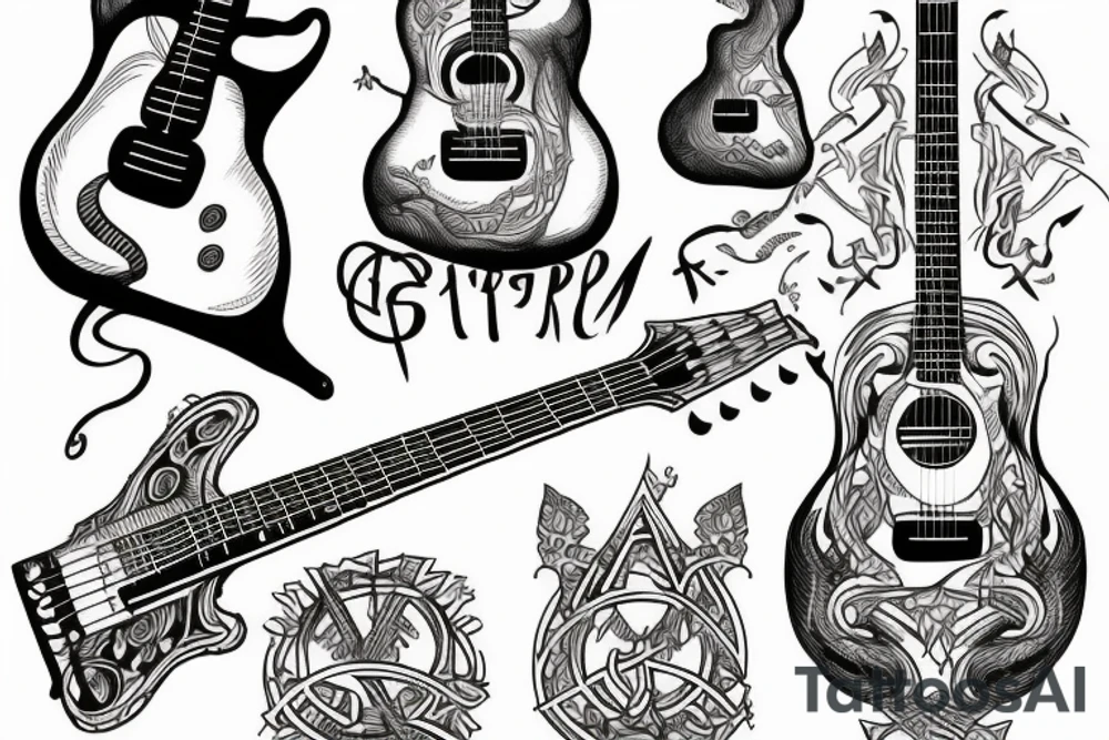 Yggdrasil, guitar, rune tattoo idea