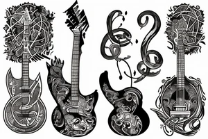 Yggdrasil, guitar, rune, music tattoo idea