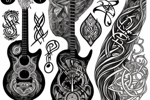 Yggdrasil, guitar, rune, music tattoo idea