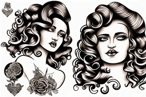 beautiful young woman curly hair tattoo idea