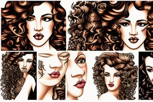 beautiful young woman curly hair tattoo idea