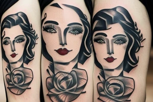 beautiful young woman curly black hair tattoo idea