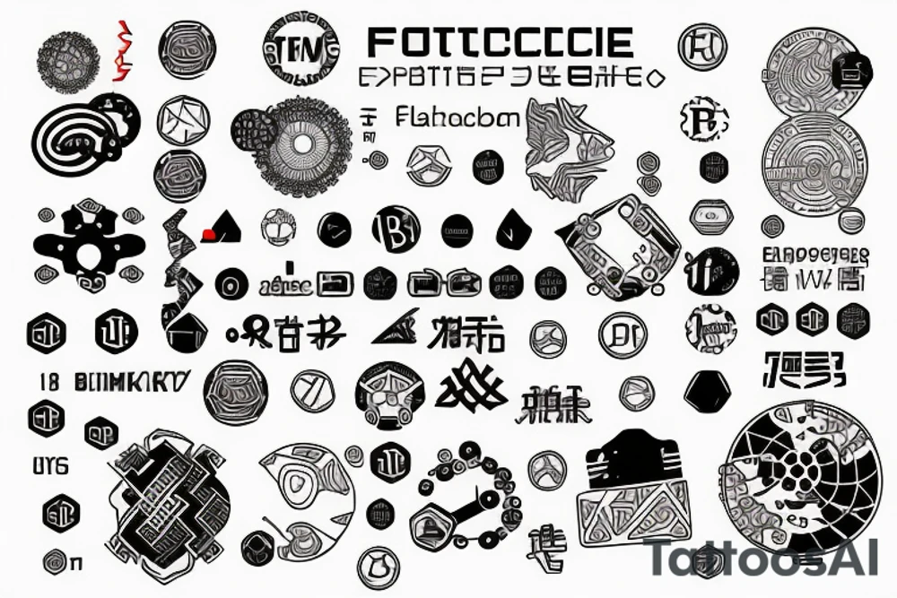 Futuristic, blockchain and cryptocurrency tattoo idea