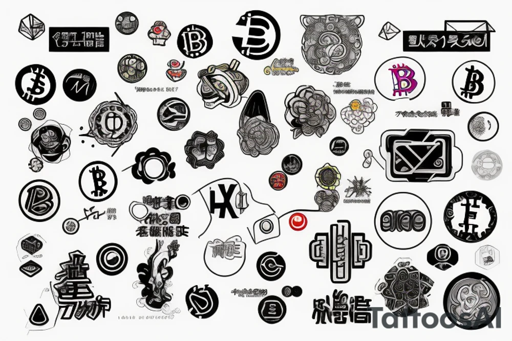Futuristic, blockchain and cryptocurrency tattoo idea