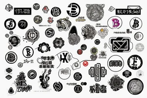 Futuristic, blockchain and cryptocurrency tattoo idea
