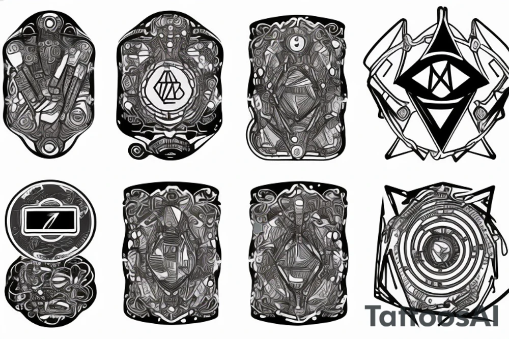Futuristic, blockchain and cryptocurrency arm sleeve tattoo tattoo idea