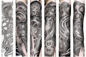 Futuristic, blockchain and cryptocurrency arm sleeve tattoo tattoo idea