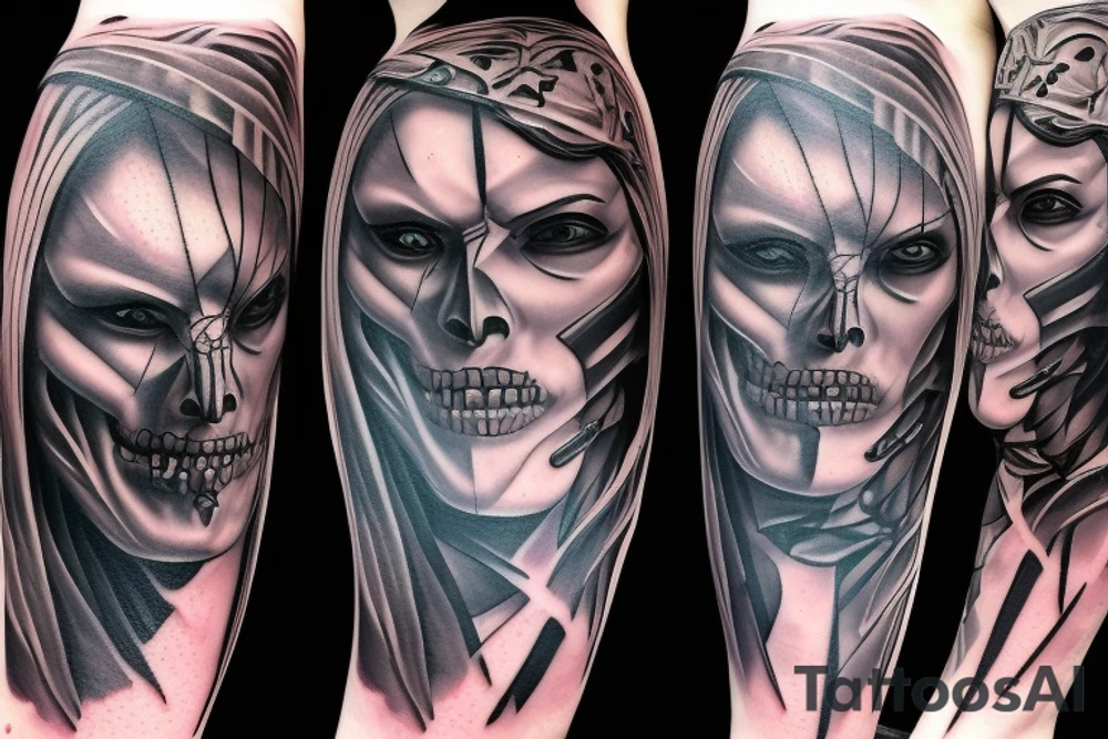 undead warrior man tattoo idea