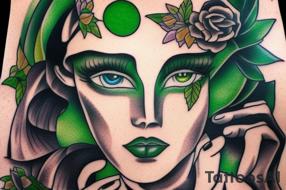 green eyed beauty tattoo idea