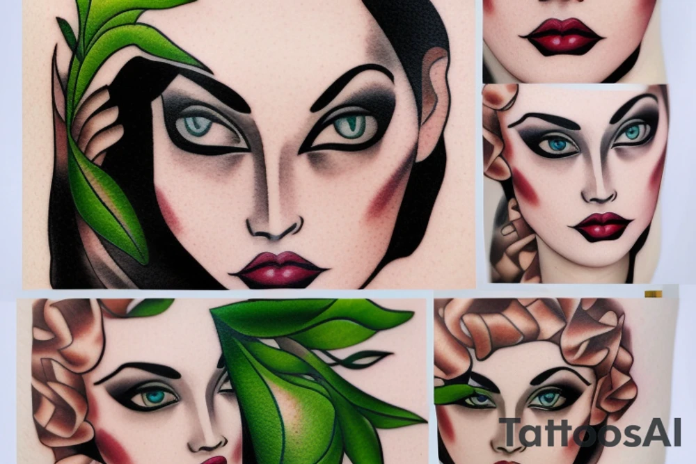green eyed beauty tattoo idea