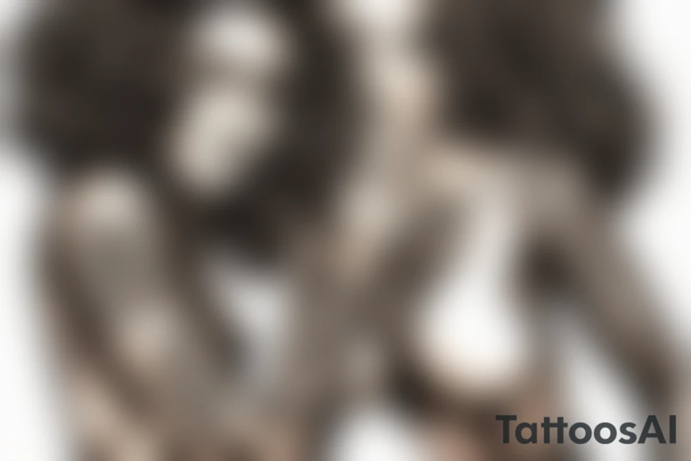 curly haired brunette riding motorcycle tattoo idea