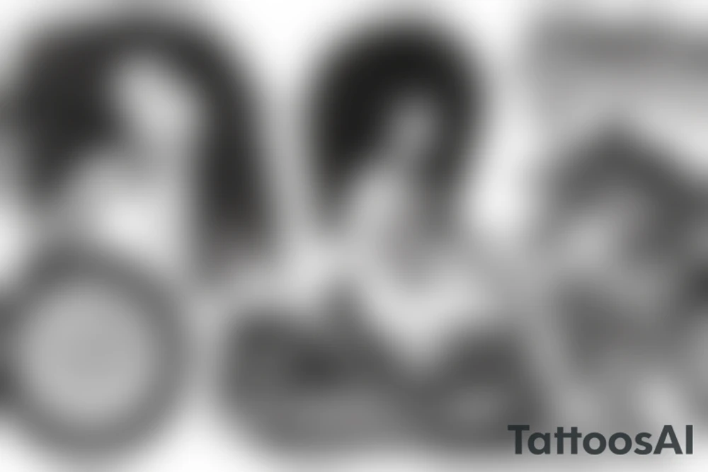 curly haired brunette riding motorcycle tattoo idea