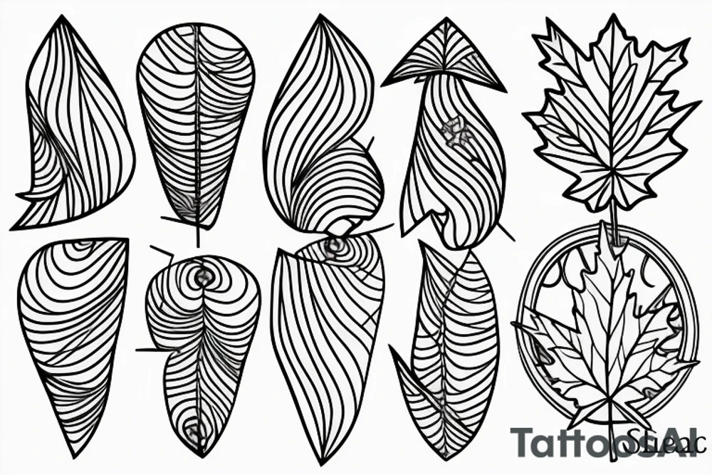 Golden ratio line art with maple leaf tattoo idea