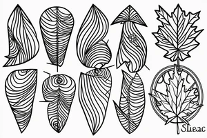 Golden ratio line art with maple leaf tattoo idea