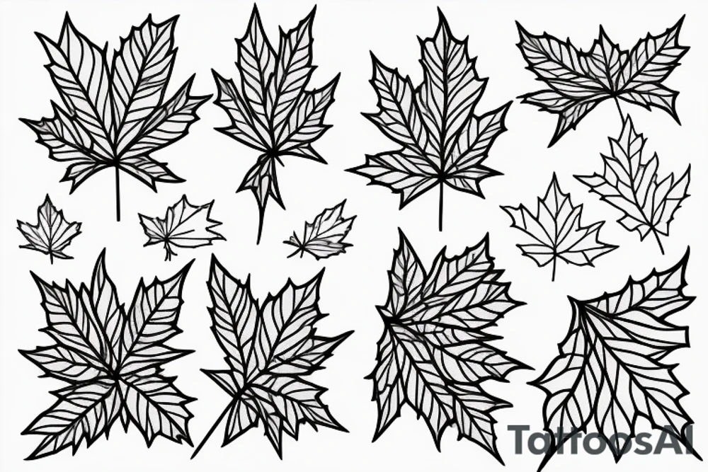 Golden ratio line art with maple leaf tattoo idea