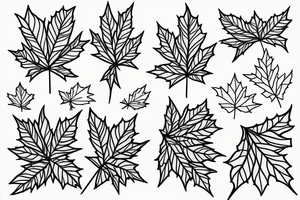 Golden ratio line art with maple leaf tattoo idea