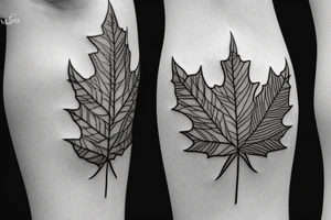 Golden ratio line maple leaf tattoo idea