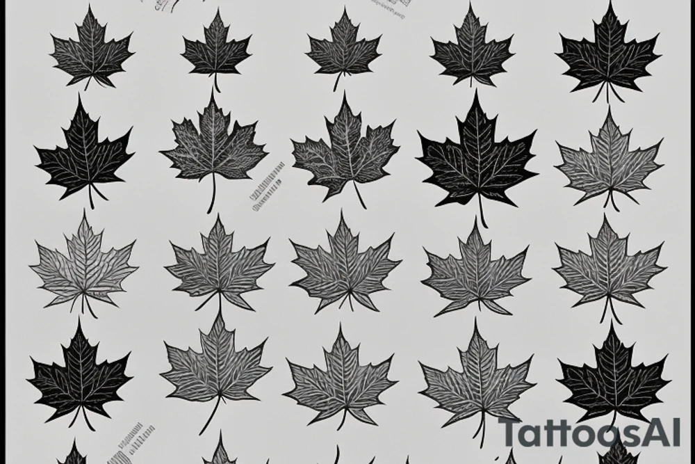 Golden ratio line maple leaf tattoo idea