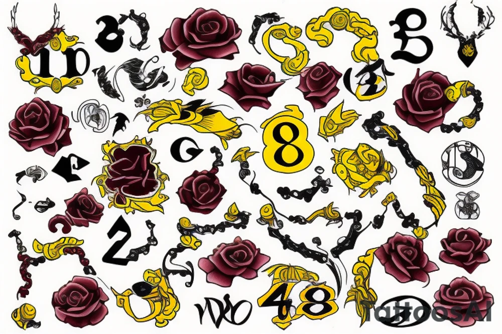 The number 8 with maroon and yellow tattoo idea