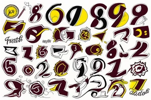 The number 8 with maroon and yellow tattoo idea